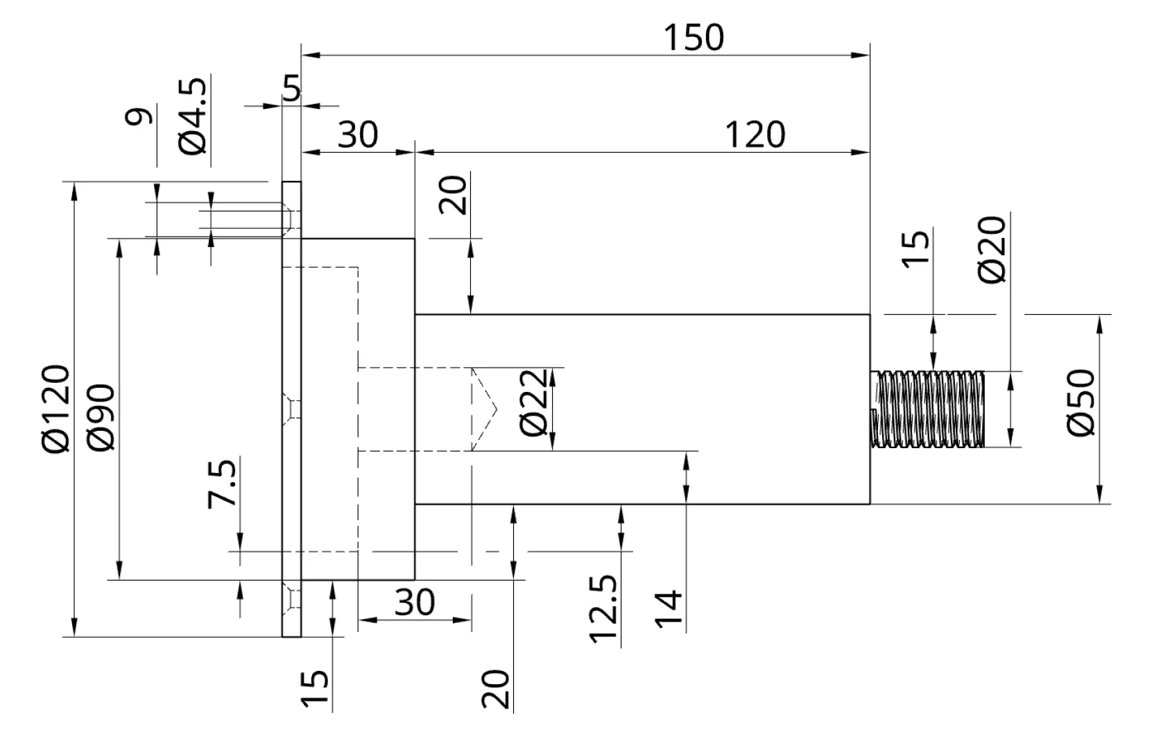Beispiel of eine over-dimensioned technische Zeichnung cluttered mit redundant Messungen