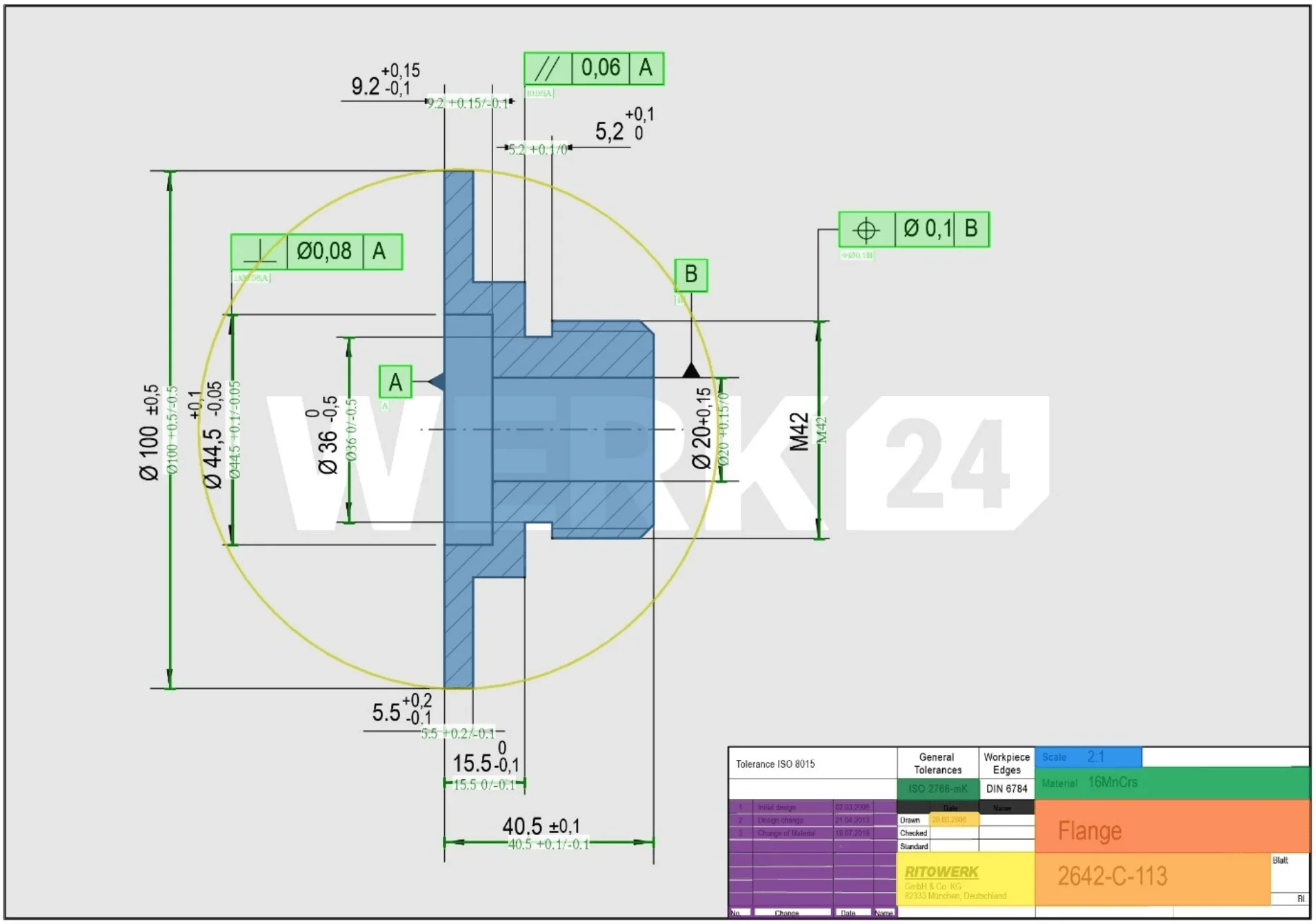 Original technische Zeichnung verwendet als die source für Werk24 Daten Extraktion