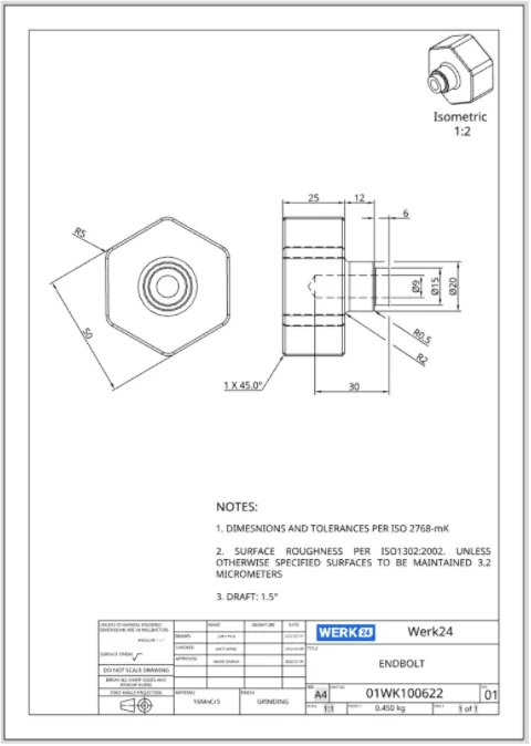 Engineering dibujo of un endbolt used un illustrate automated datos extracción challenges