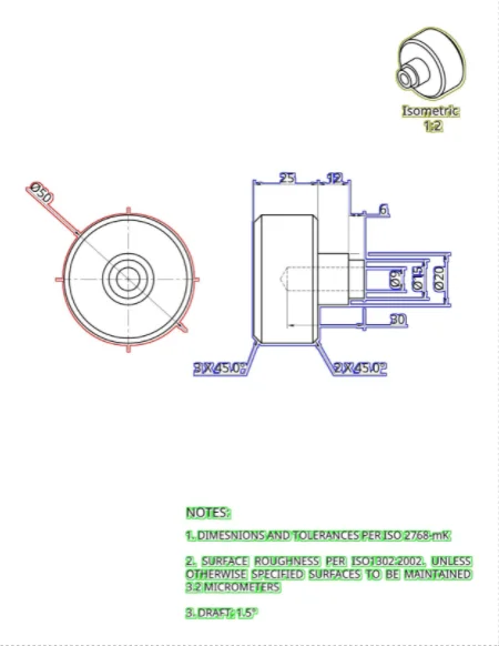 dibujo técnico views separated un show front, side, y detail relationships
