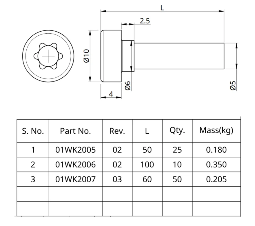Werk24 extracting bolt variant table listing alternate lengths and quantities