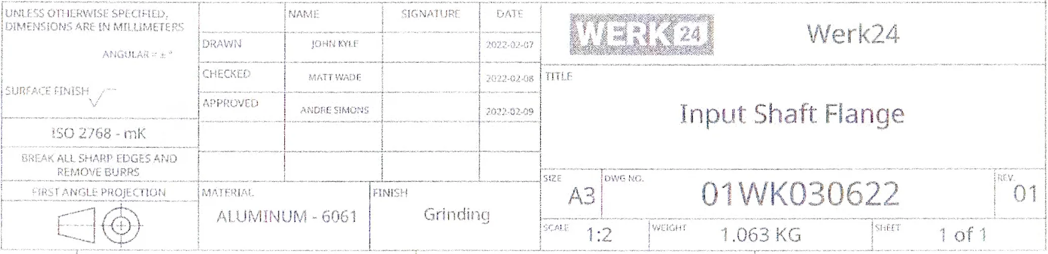 Werk24 extrayendo bloque de título details de un low-resolution scanned dibujo técnico